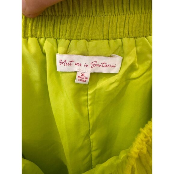 NWT Meet Me In Santorini Lime Green Shirt and Short 2 piece Set Womens Size XL - Picture 8 of 13